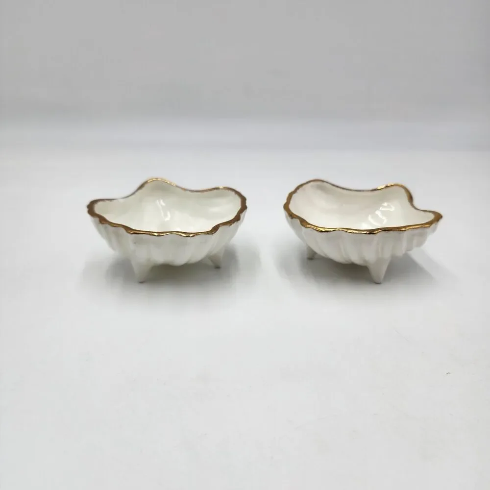 Vintage Set 2 Jubilee Fine Bone China Flower England Shell Shaped Trinket Dish
